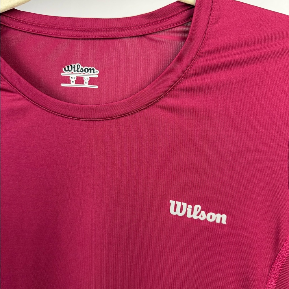 Wilson‎ Athletic Performance Tee Pink Short Sleeve Breathable Workout Top M - Picture 2 of 9